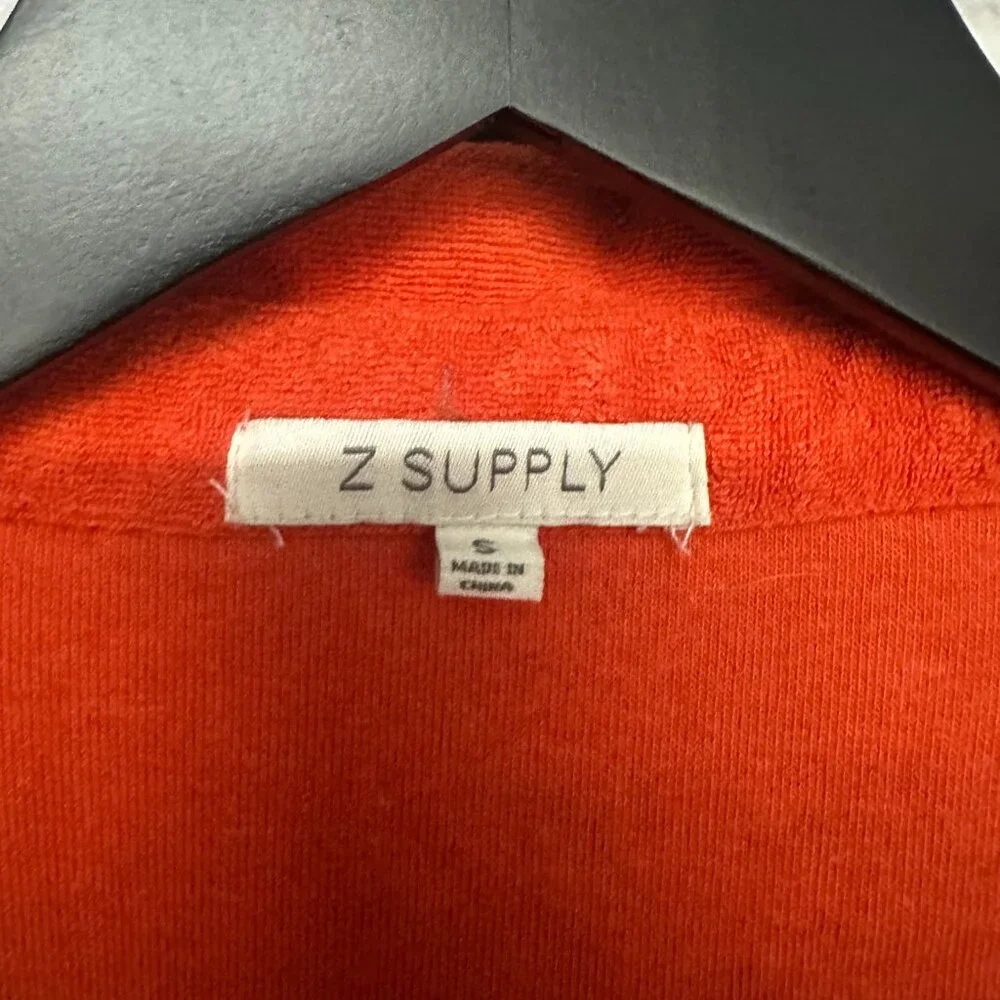 Z Supply Terrycloth Red Collared Long Sleeve - Picture 2 of 3